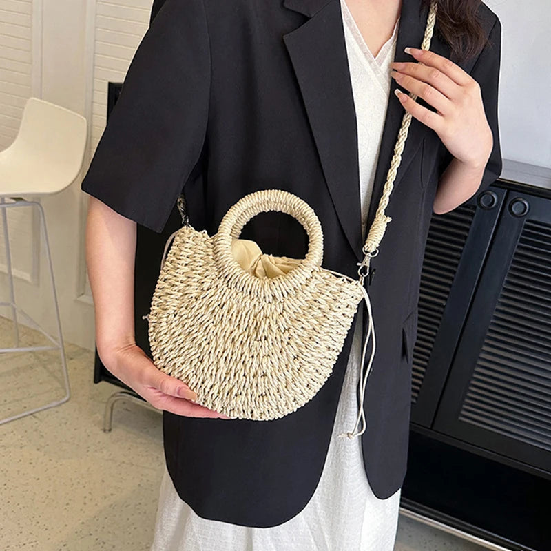 Angela – Sac en paille demi-lune