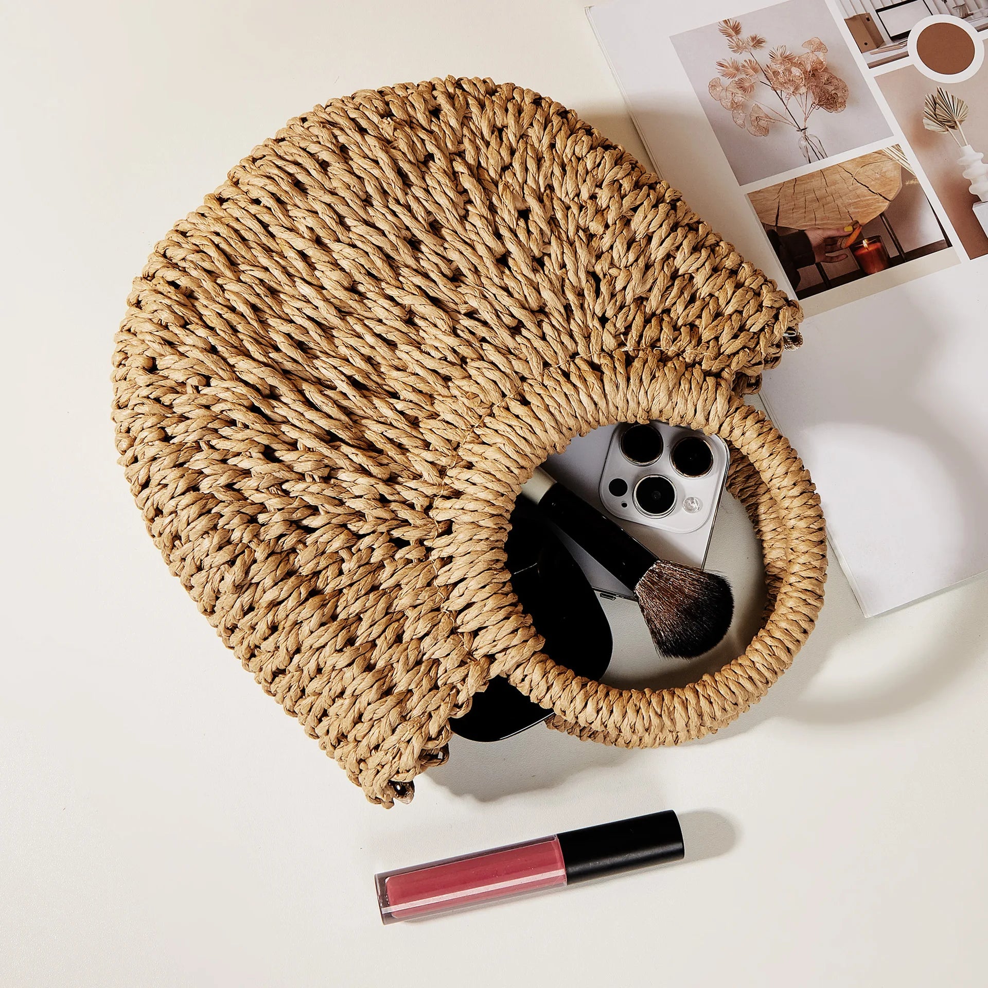 Angela – Sac en paille demi-lune