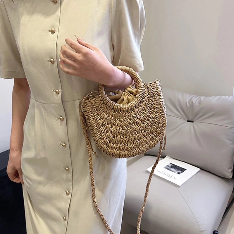 Angela – Sac en paille demi-lune