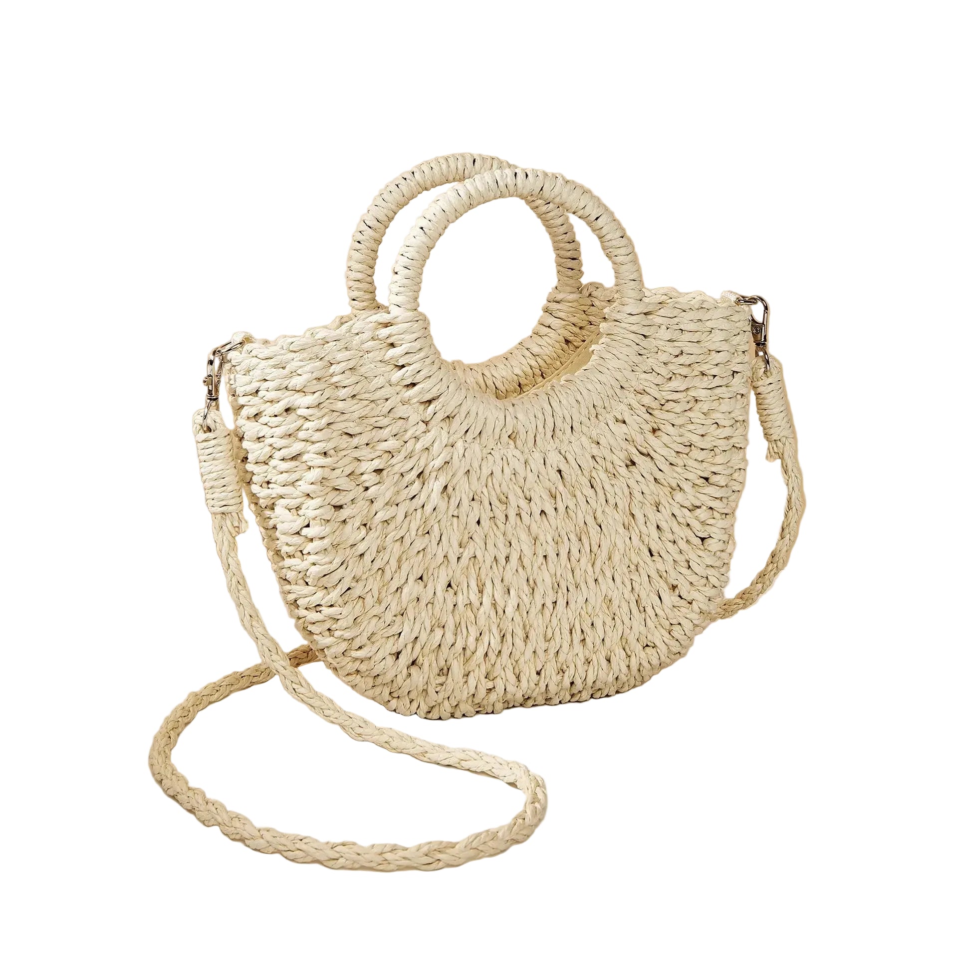 Angela – Sac en paille demi-lune