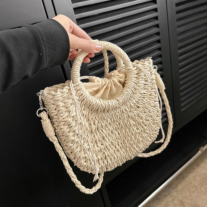 Angela – Sac en paille demi-lune