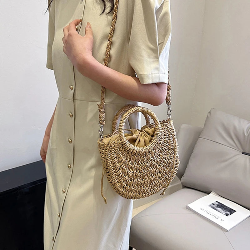 Angela – Sac en paille demi-lune