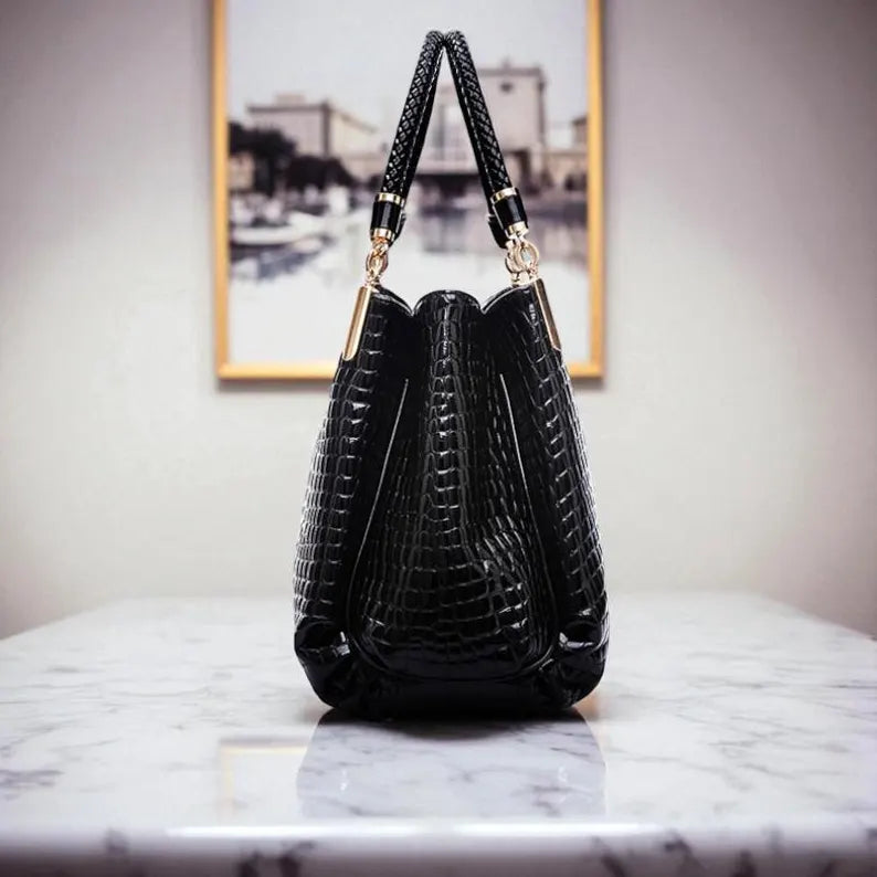 Denise - Sac à main vernis noir