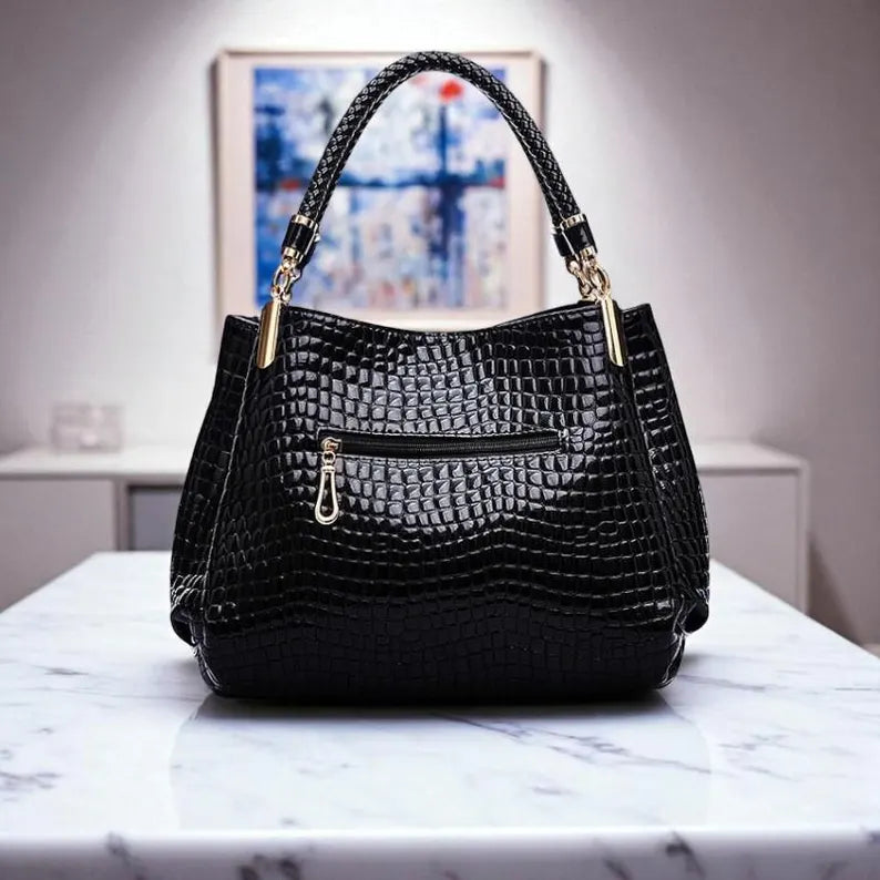 Denise - Sac à main vernis noir